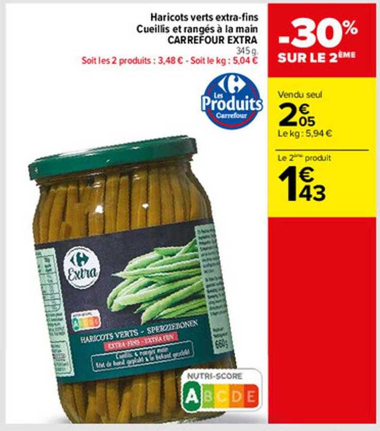 haricots verts extra-fins cueillis et rangés à la main carrefour extra