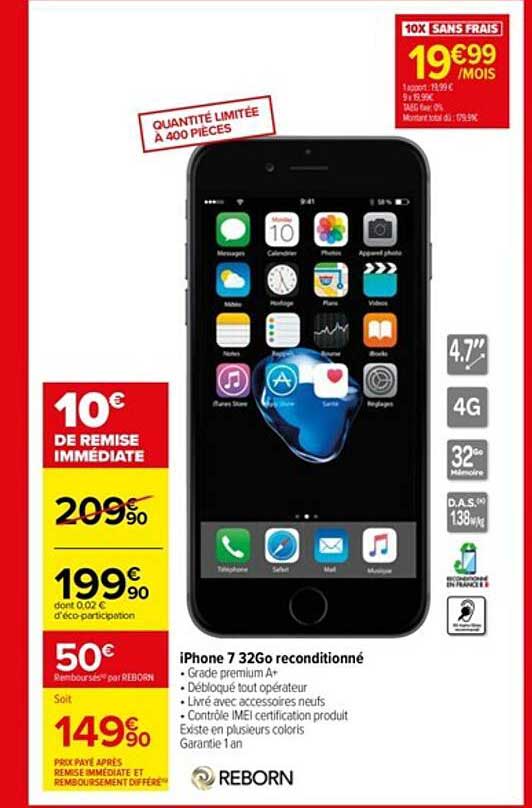 iPhone 7 32Go reconditionné reborn