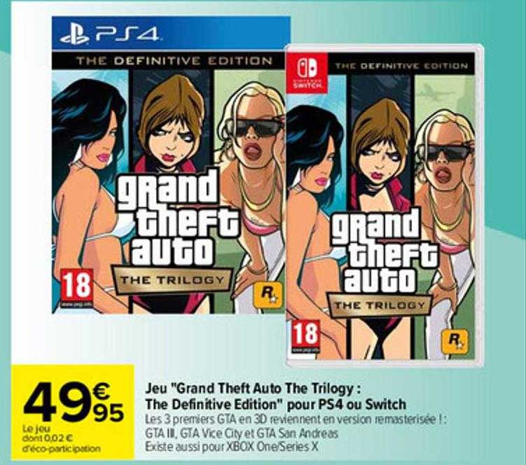 jeu "grand theft auto the trilogy : the definitive edition" pour ps4 ou switch