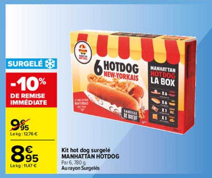 kit hot dog surgelé manhattan hotdog