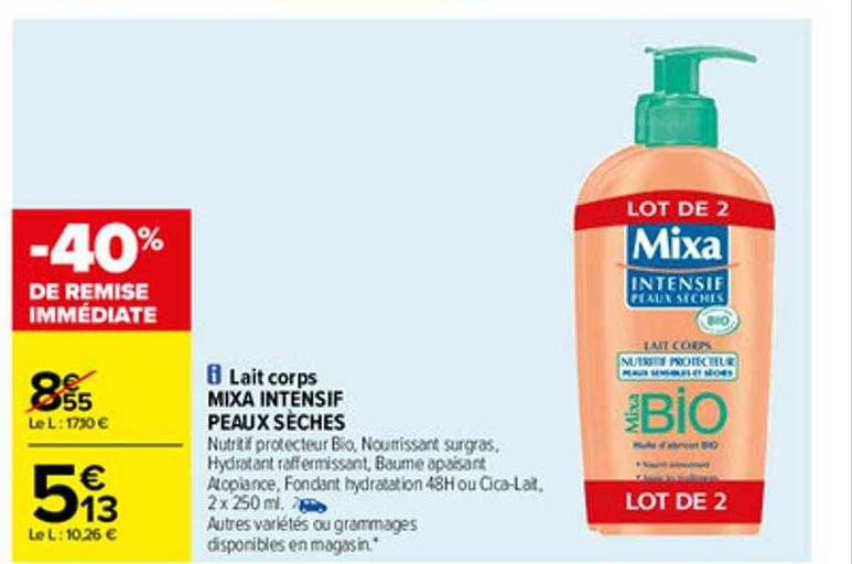 lait corps mixa intensif peaux sèches