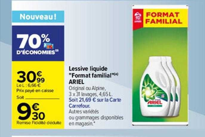 lessive liquide "format familial" ariel