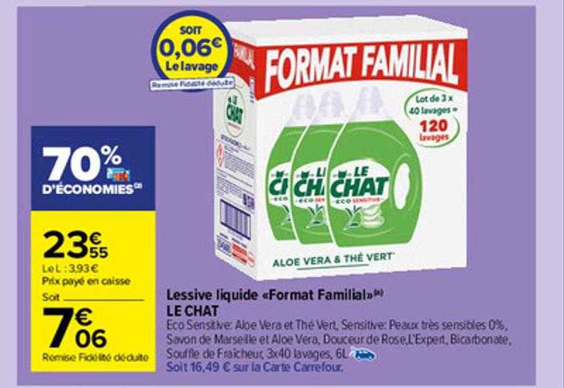Lessive Liquide "format Familial" Le Chat