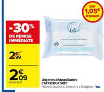 Lingettes Démaquillantes Carrefour Soft