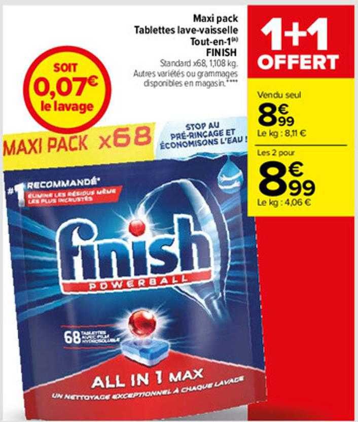 maxi pack tablettes lave-vaisselle tout-en-1 finish