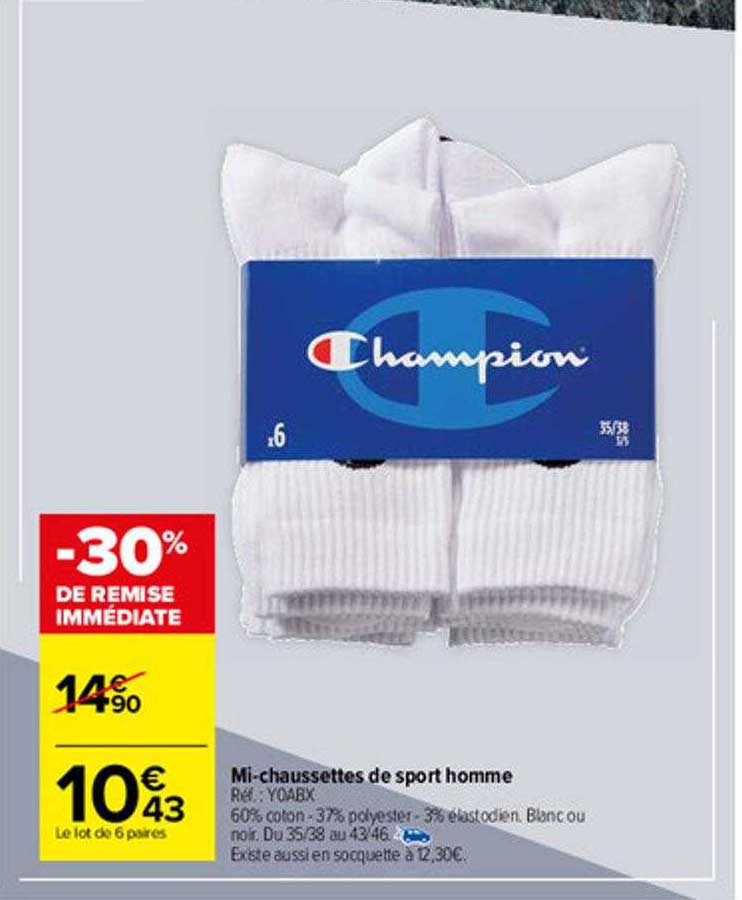 mi-chaussettes de sport homme champion