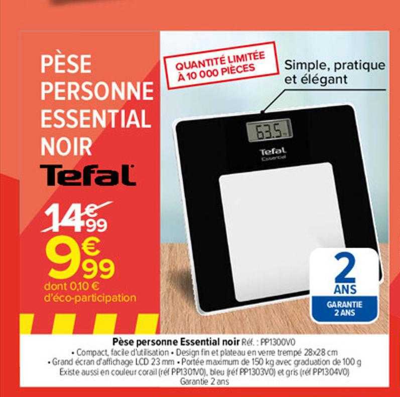 pèse personne essential noir tefal