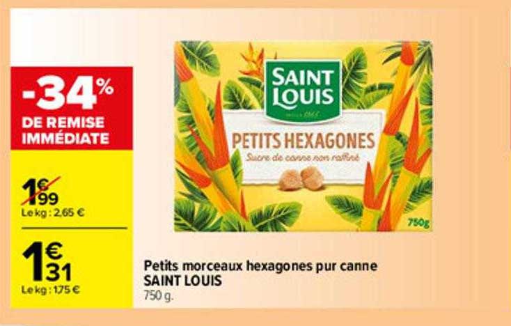 petits morceaux hexagones pur canne saint louis