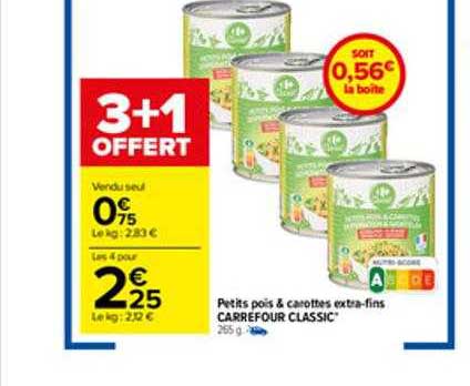 petits pois & carottes extra-fins carrefour classic