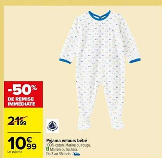 pyjama velours bébé petit bateau