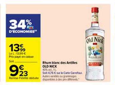 rhum blanc des antilles old nick