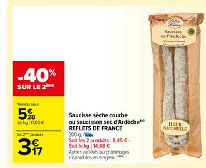 saucisse sèche courbe ou saucisson sec d'ardèche reflets de france