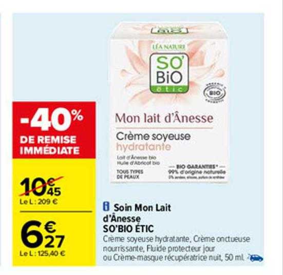 soin mon lait d'ânesse so'bio étic