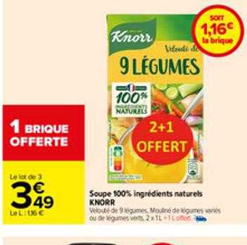 soupe 100% ingrédients naturels knorr