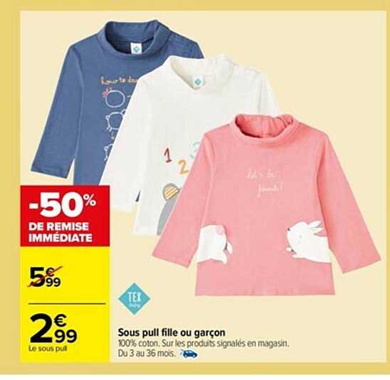 sous pull fille ou garçon tex baby