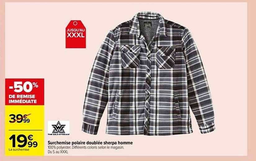 surchemise polaire doublée sherpa homme