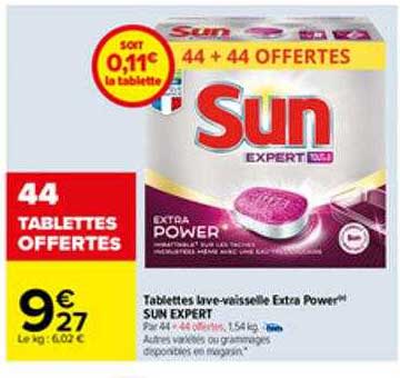 Tablettes Lave-vaisselle Extra Power Sun Expert