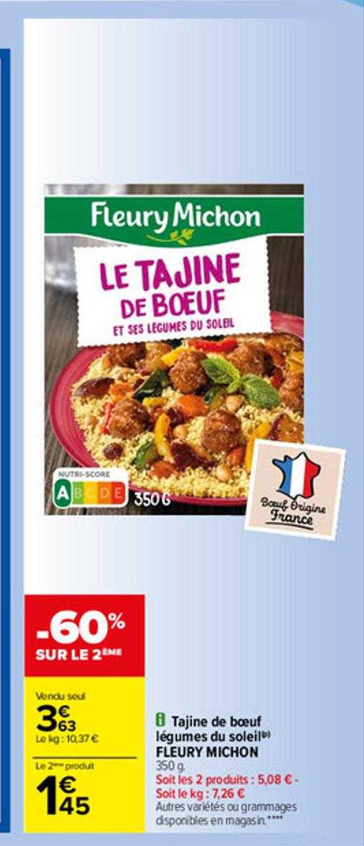 tajine de bœuf légumes du soleil fleury michon