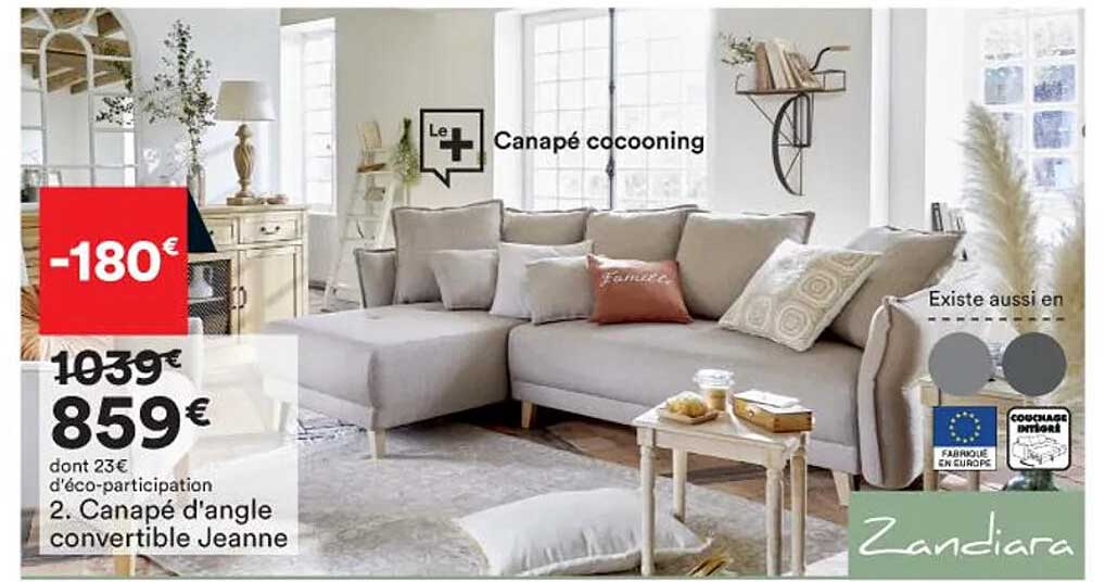 canapé d'angle couvertible jeanne zandiara