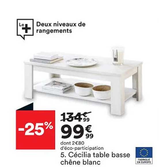 cécilia table basse chêne blanc