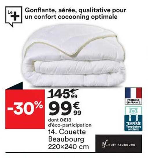couette beaubourg 220 x 240 cm nf. nuit faubourg