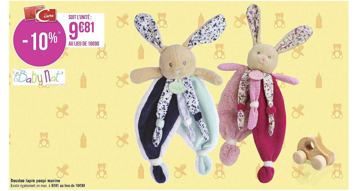 doudou lapin poupi marine baby nat'