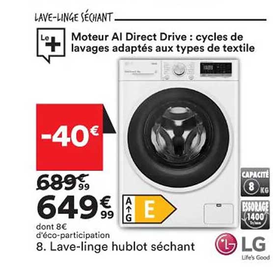 Lave-linge Hublot Séchant Lg