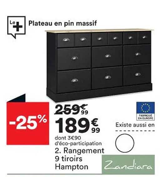 rangement 9 tiroirs hampton zandiara