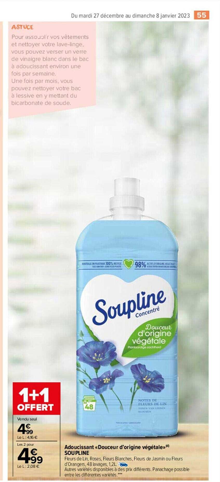 adoucissant «douceur d'origine végétale» soupline