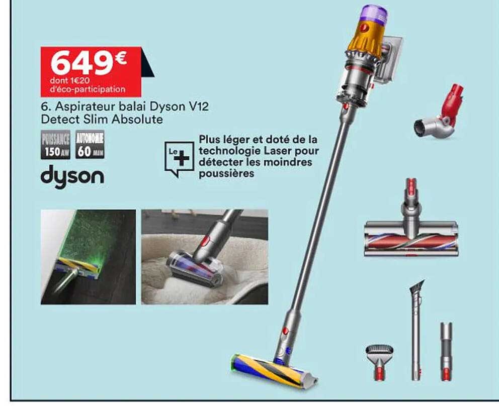 aspirateur balai dyson v12 détect slim absolute