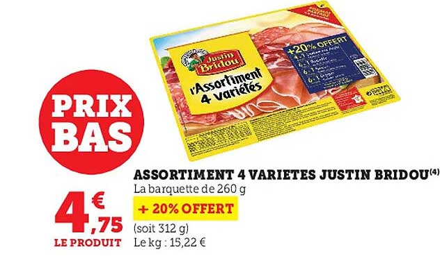 assortiment 4 variétés justin bridou