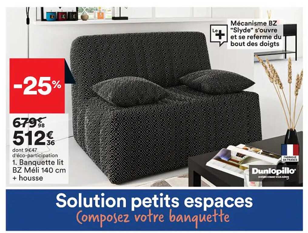 banquette lit bz méli 140 cm + housse