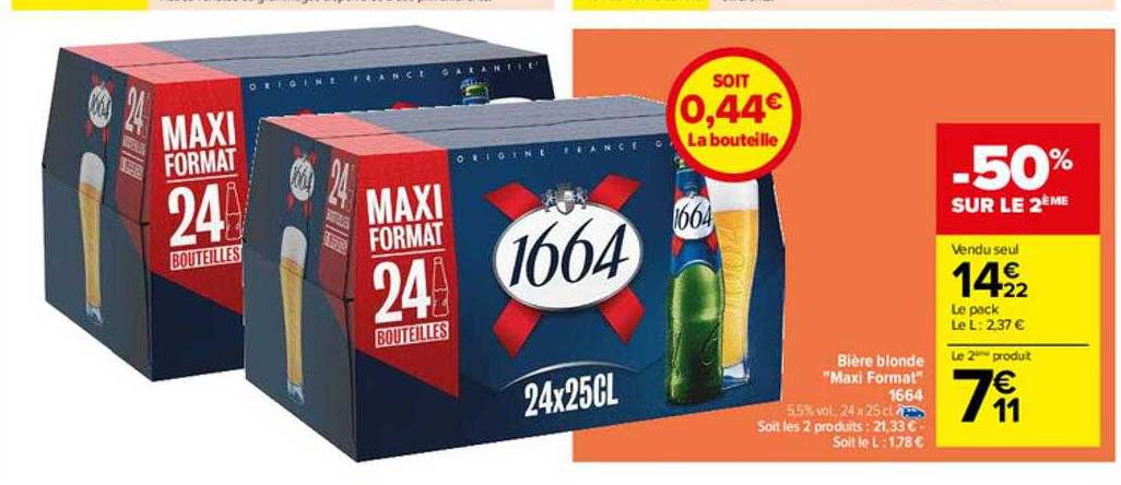 bière blonde "maxi format" 1664