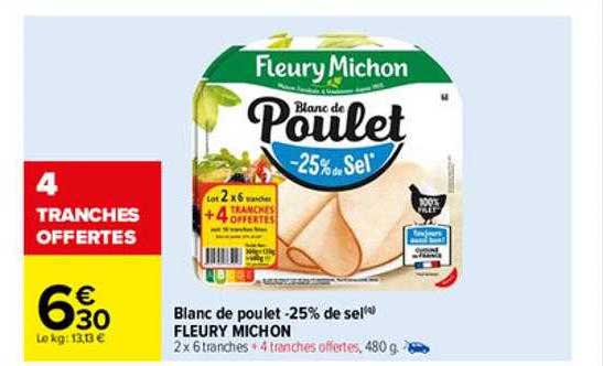 blanc de poulet -25% de sel fleury michon