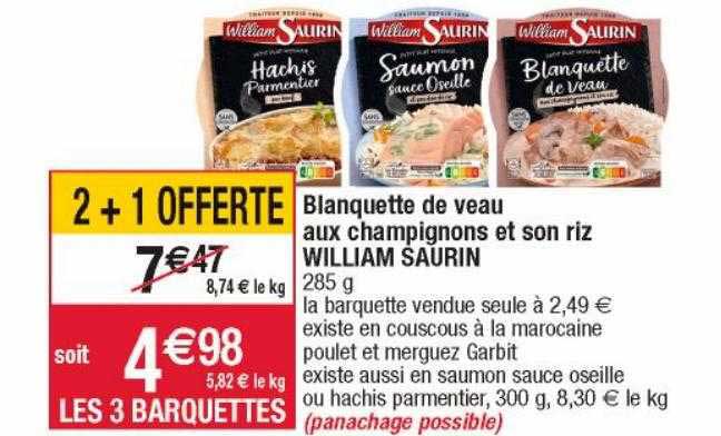 blanquette de veau aux champignons et son riz william saurin