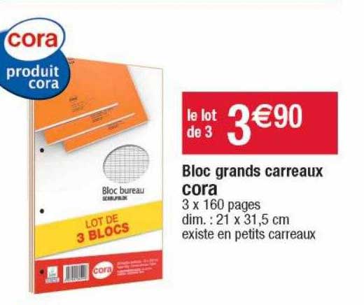 bloc grands carreaux cora