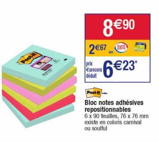 bloc-notes adhésives repositionnables  post-it