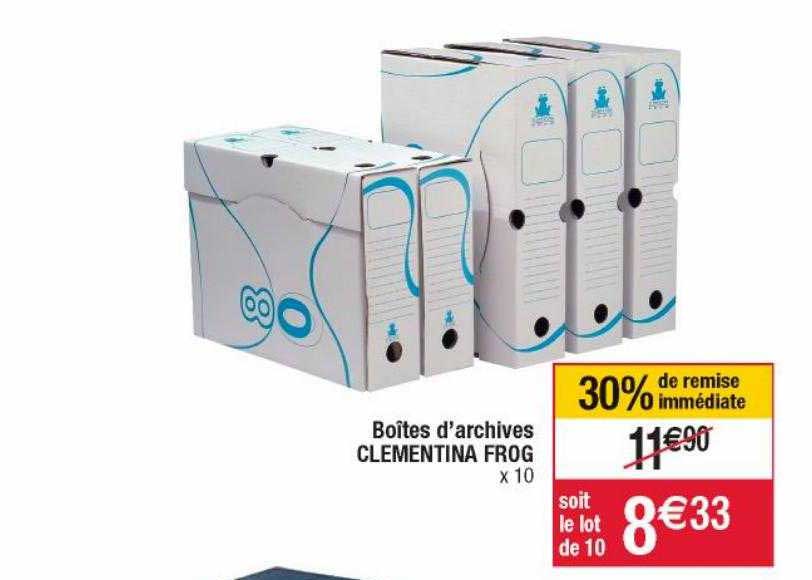 boîtes d'archives clementina frog 30% de remise immédiate