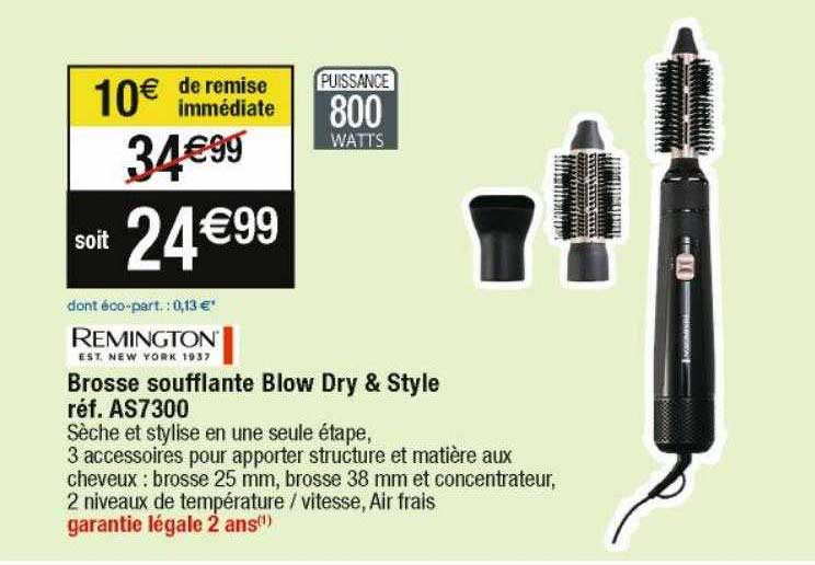 brosse soufflante blow dry & style as7300 remington