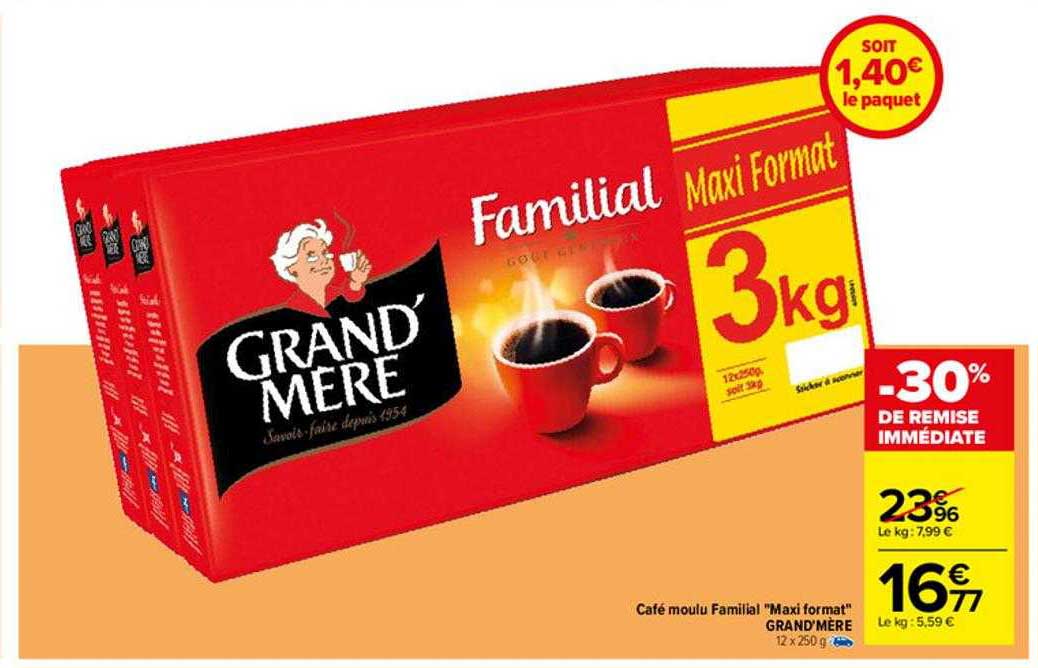 café moulu familial "maxi format" grand' mère