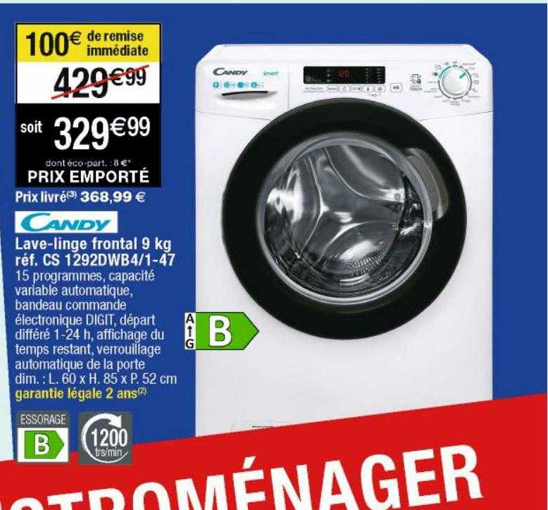 candy lave-linge frontal 9 kg cs 1292dwb4 1-47
