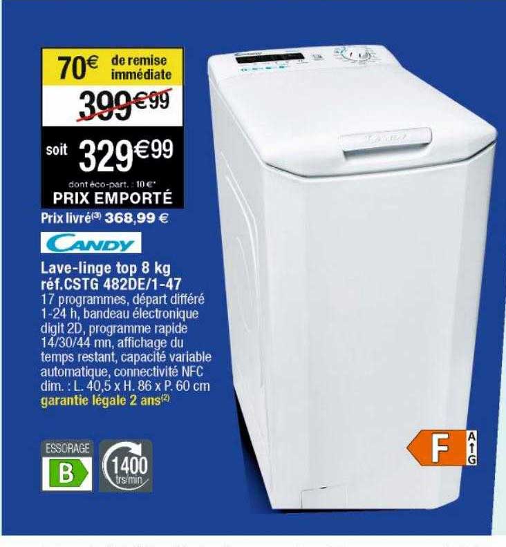 candy lave-linge top 8 kg cstg 482de 1-47