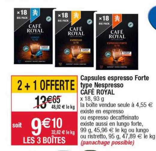 capsules espresso forte type nespresso café royal