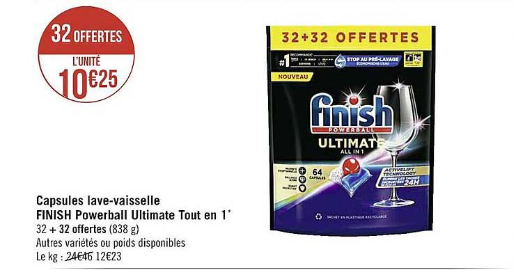 capsules lave-vaisselle finish powerball ultimate tout en 1