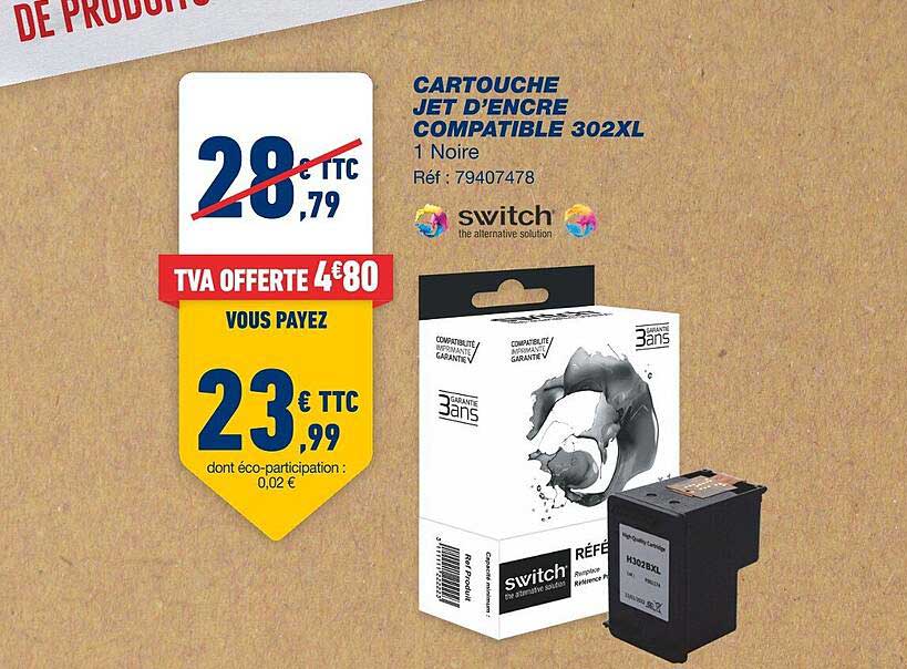 cartouche jet d'encre compatible 302xl 1 noire