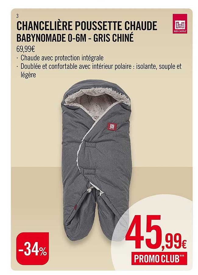 chancelière poussette chaude babynomade 0-6 m - gris chiné