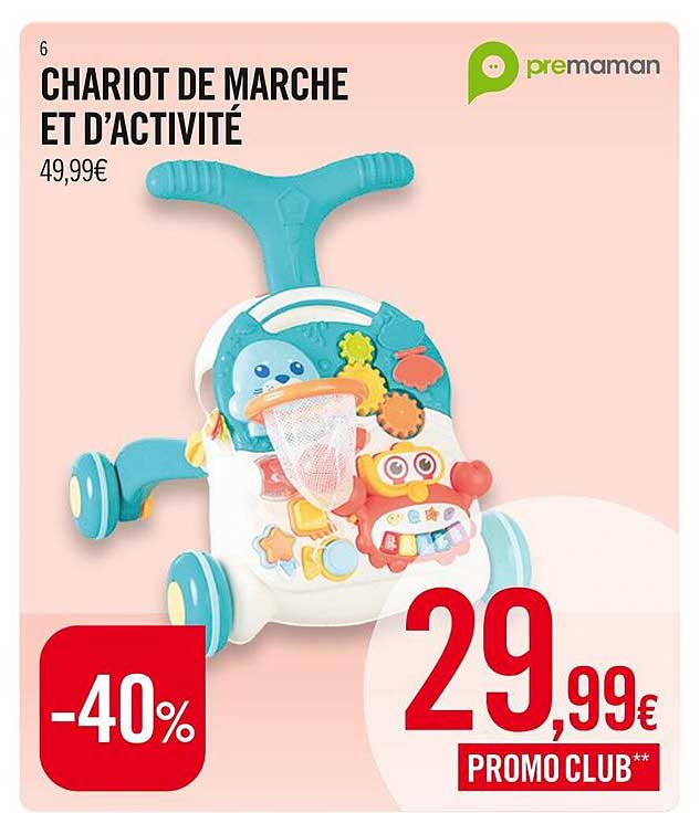 chariot de marche et d'activité premaman