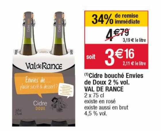 cidre bouché envies de doux 2% vol. val de rance