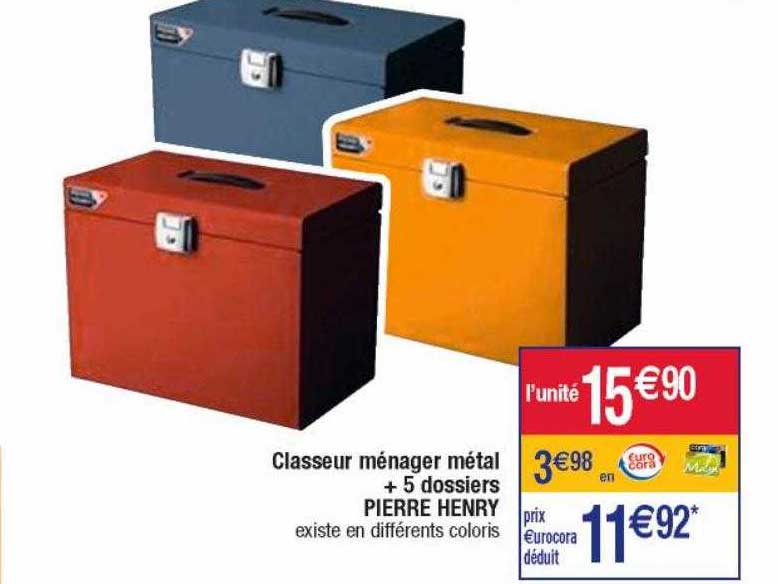 Classeur Ménager Métal + 5 Dossiers Pierre Henry