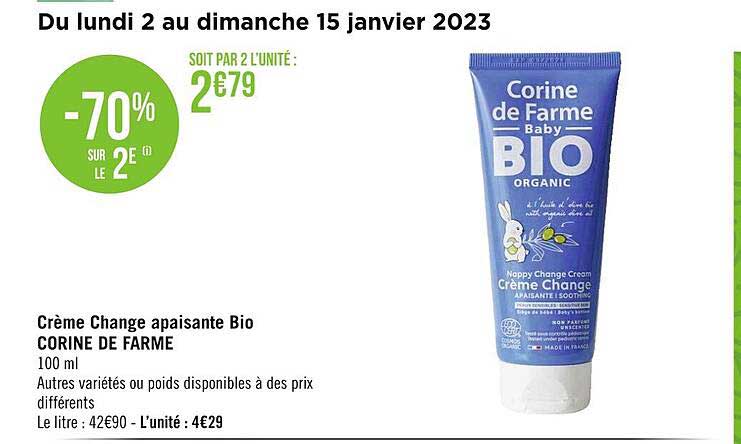 crème change apaisante bio corine de farme